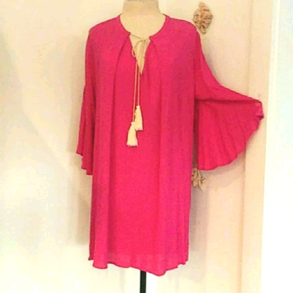NWT ADORABLE UMGEE FUSHIA/LACE TUNIC DRESS